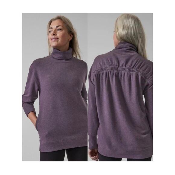 Athleta Tops - Athleta Balance Cinch Violet Sweatshirt Tunic Long Sleeve Turtleneck Size XL
